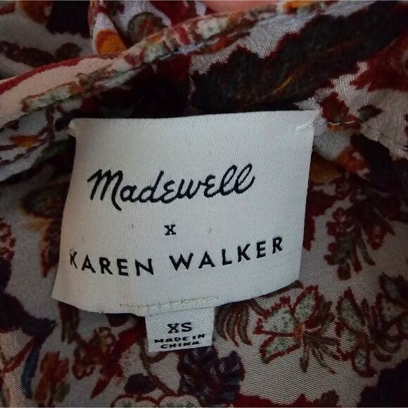 Madewell x Karen Walker Women's Floral Long Sleeve Blouse Sz xSmall - Picture 4 of 5
